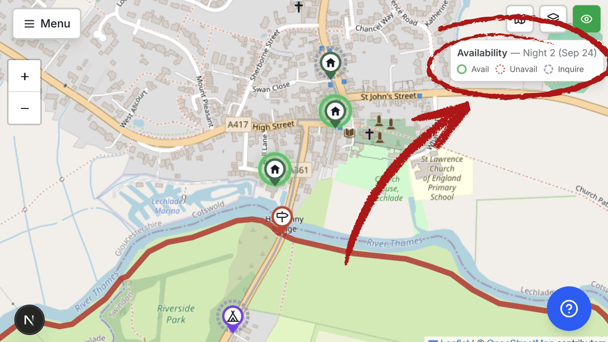 Live accommodation availability on map